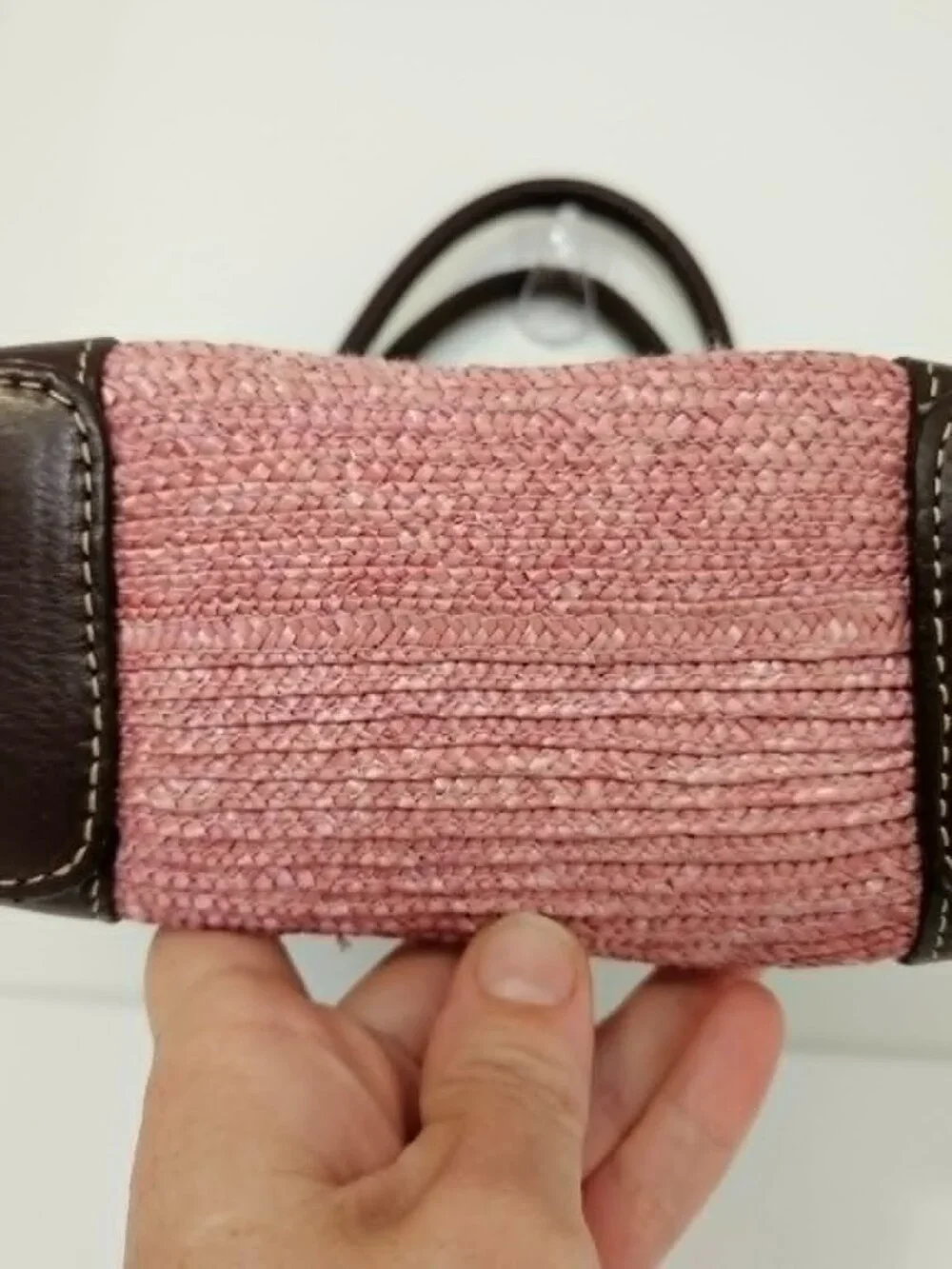 Vintage Isabella Fiore Woven Pink Leather Appliqué Satchel w/ Charm